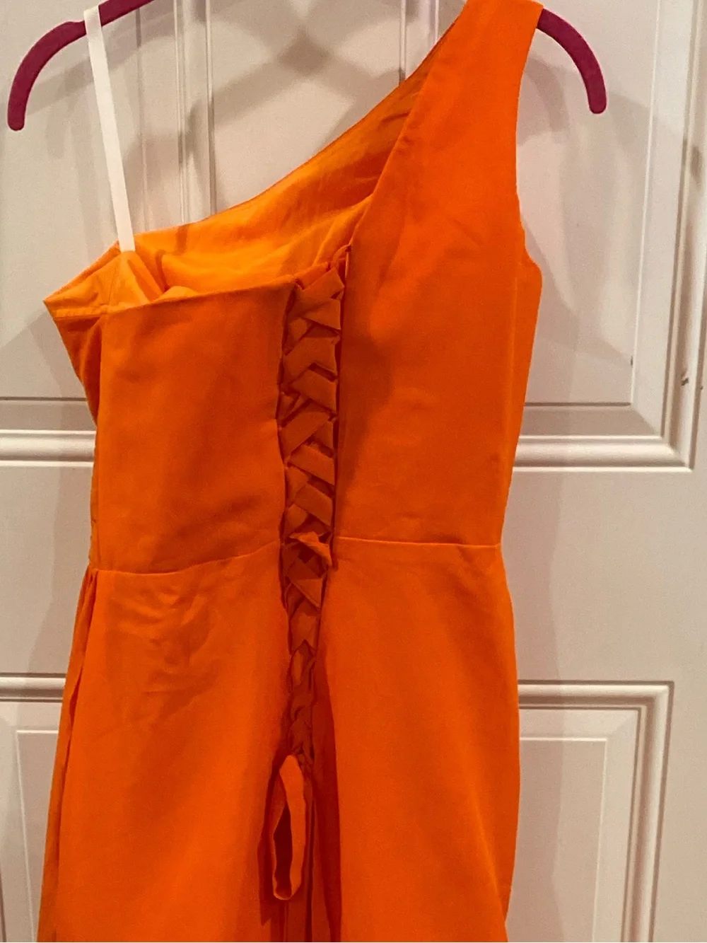 One-Shoulder Orange Evening Gown size 6 NWOT - Picture 6 of 9